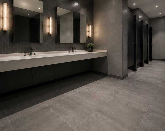 Commercial restroom tile flooring